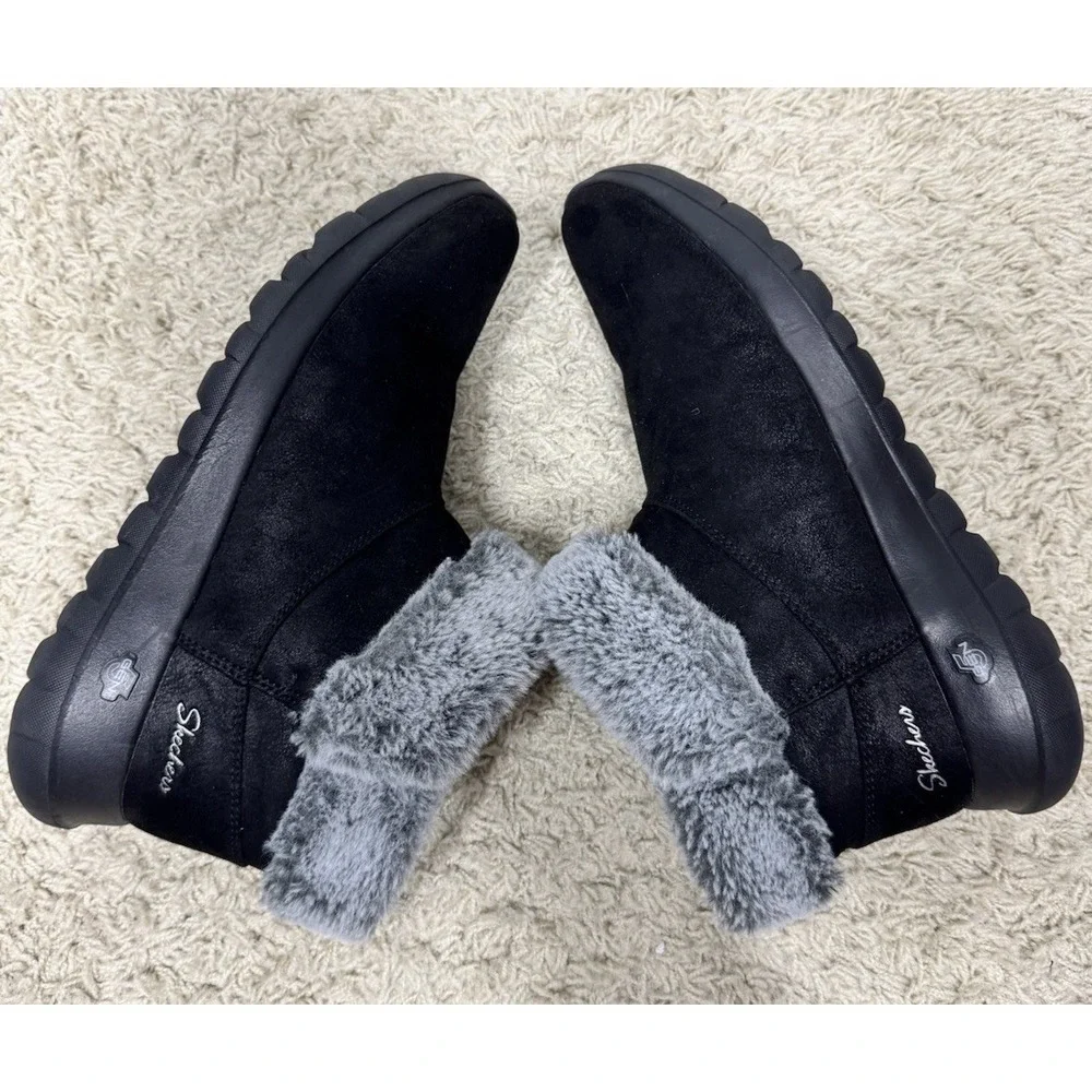 Skechers On The Go Joy Black Winter Faux Fur Lined Comfort Boots Women's‎ 9 Warm